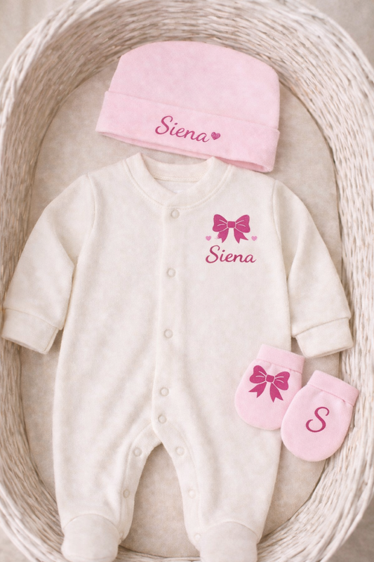 Tenue naissance coton | Noeud Girly