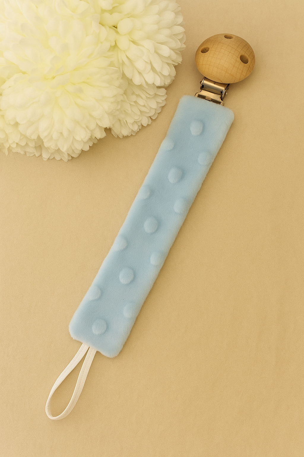 Attache sucette | Minky bleu claire