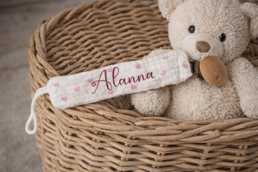 Attache sucette |  plein de coeur Rose claire