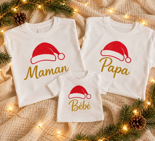 Tee shirt famille |Chapeau Noël