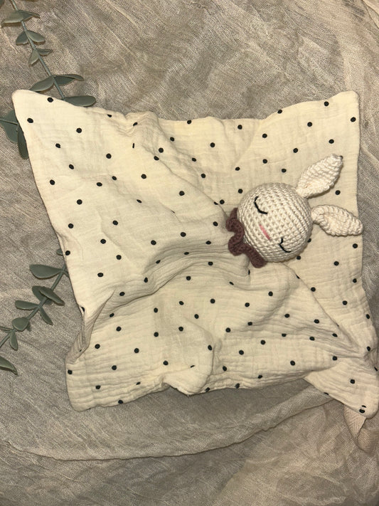 Doudou Gaze&Crochet | Lapin à pois