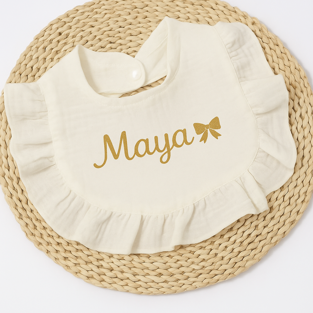 Bavoir à volant | Blanc Cassé