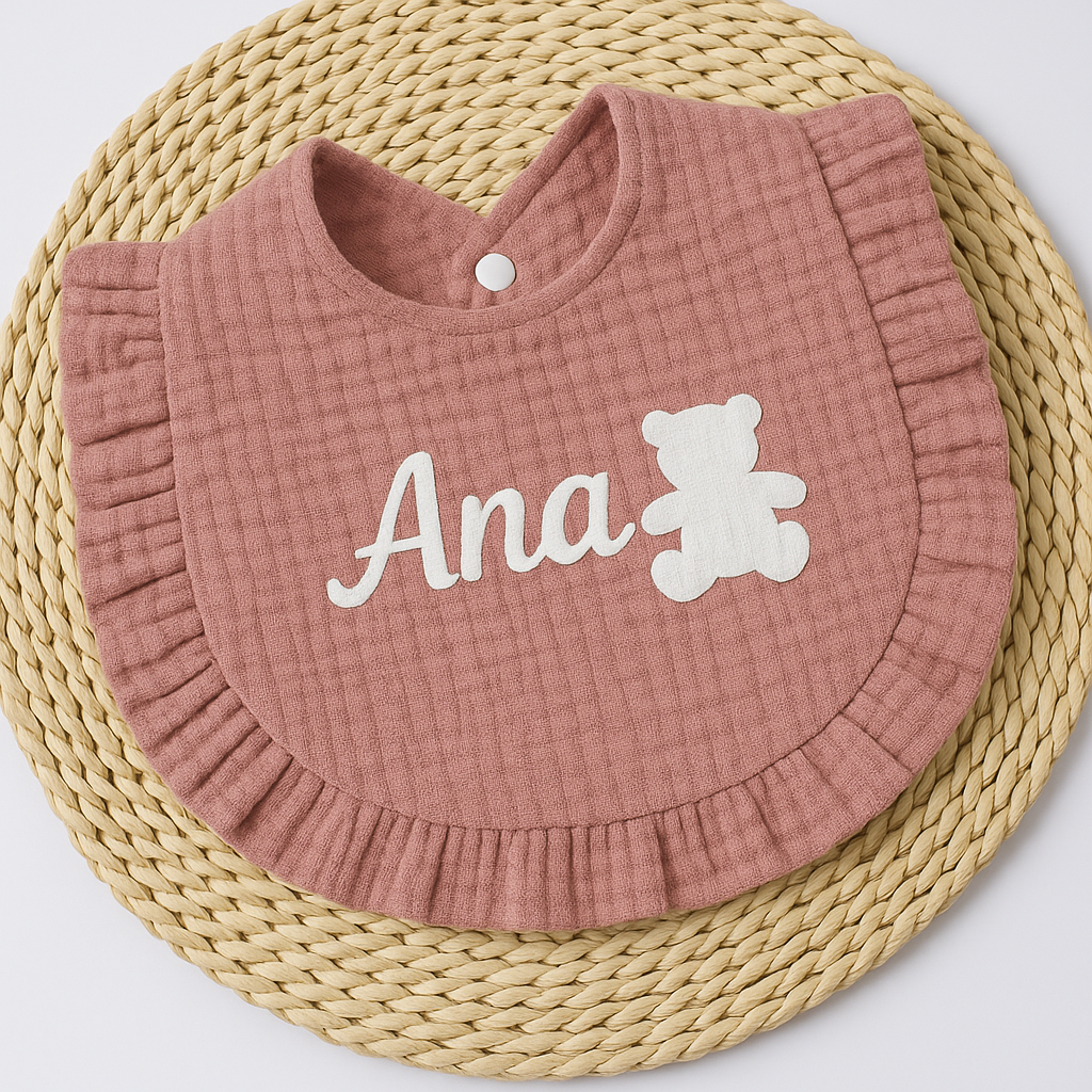 Bavoir à volant | Rose foncé