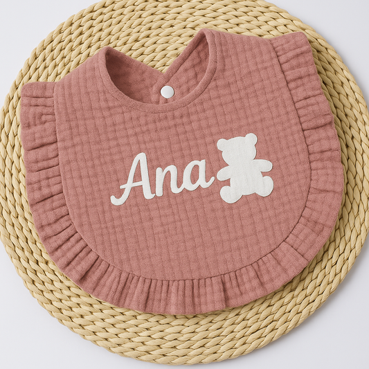 Bavoir à volant | Rose foncé