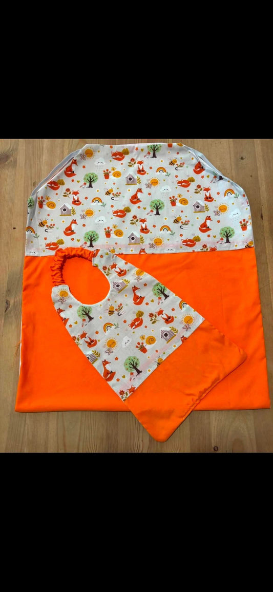 Drap picot + bavoir cantine | 🦊