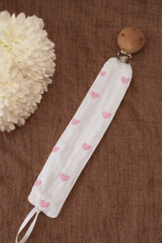 Attache sucette |  plein de coeur Rose claire