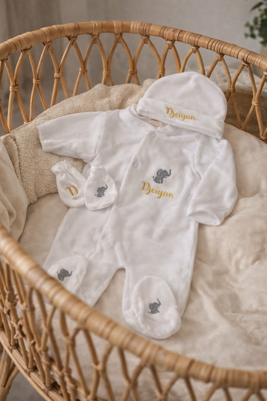 Tenue naissance VELOURS | Elephant (2)