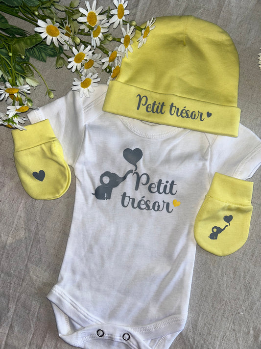 Dispo de suite | Body bonnet moufles (taille 0-3 mois)