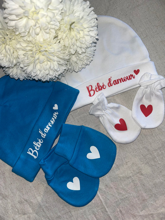 Dispo de suite | Bonnet Moufles bébé d’amour