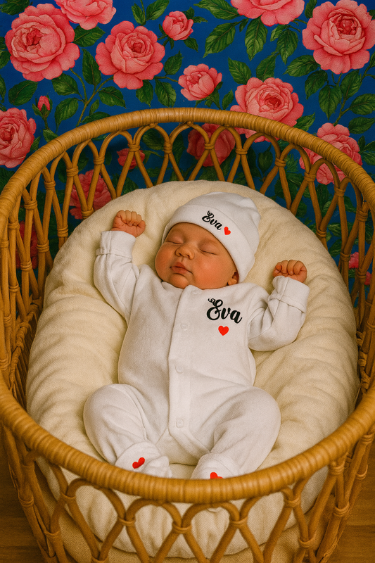 Tenue naissance VELOURS | Coeurs
