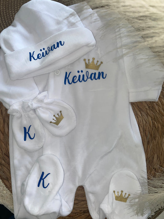 Tenue naissance VELOUR | Couronne