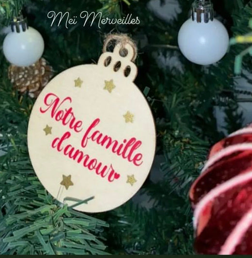 Boule plat en bois | Notre famille