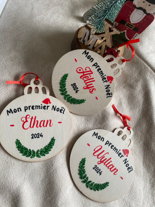 Boule plat en bois | 1er Noël 🎅
