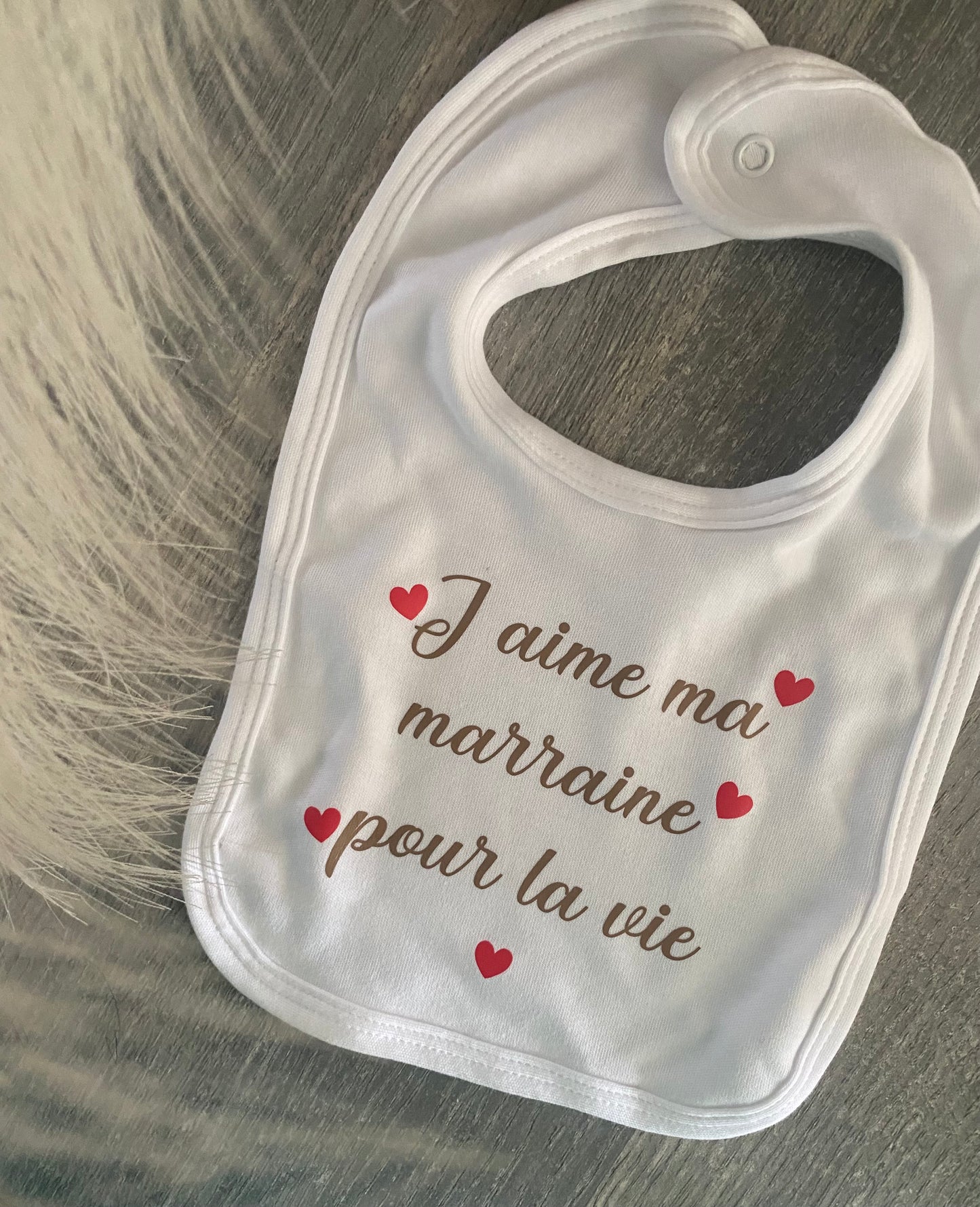 Bavoir j’aime marraine