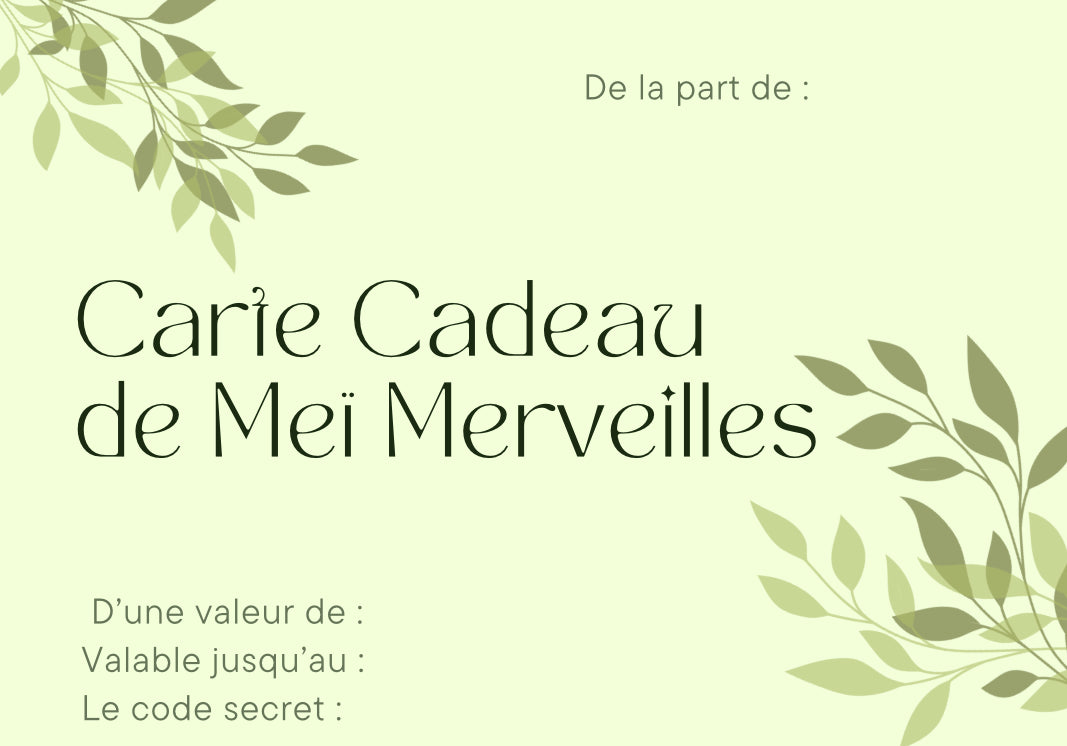 Carte cadeau de Meï Merveilles