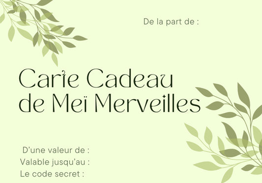 Carte cadeau de Meï Merveilles