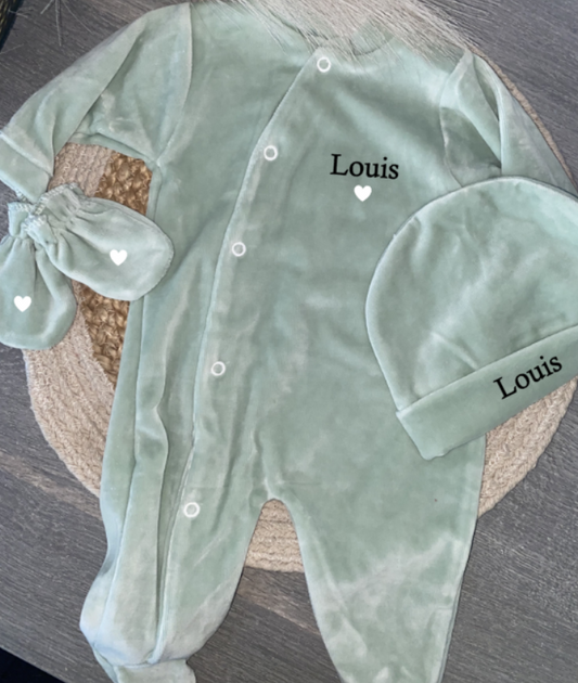 VELOURS vert sauge | Coeur