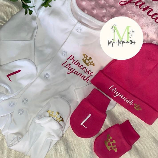 Tenue de naissance | Princesse (Doré et Fuchsia)