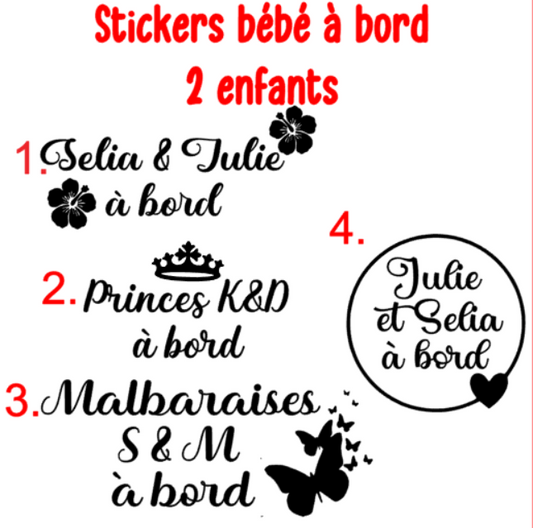 Stickers bebe à bord | 2 enfants