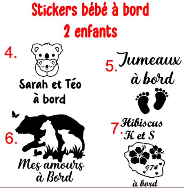 Stickers bebe à bord | 2 enfants