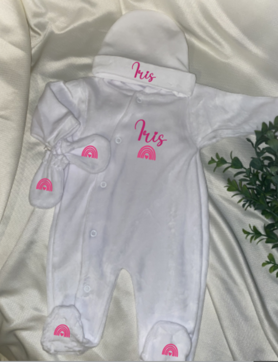 Tenue naissance VELOURS | Arc en Ciel