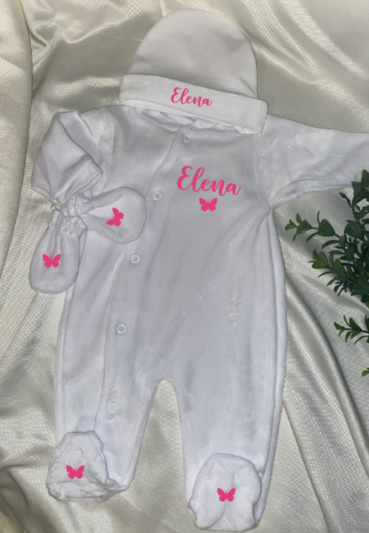 Tenue naissance VELOURS | Papillon
